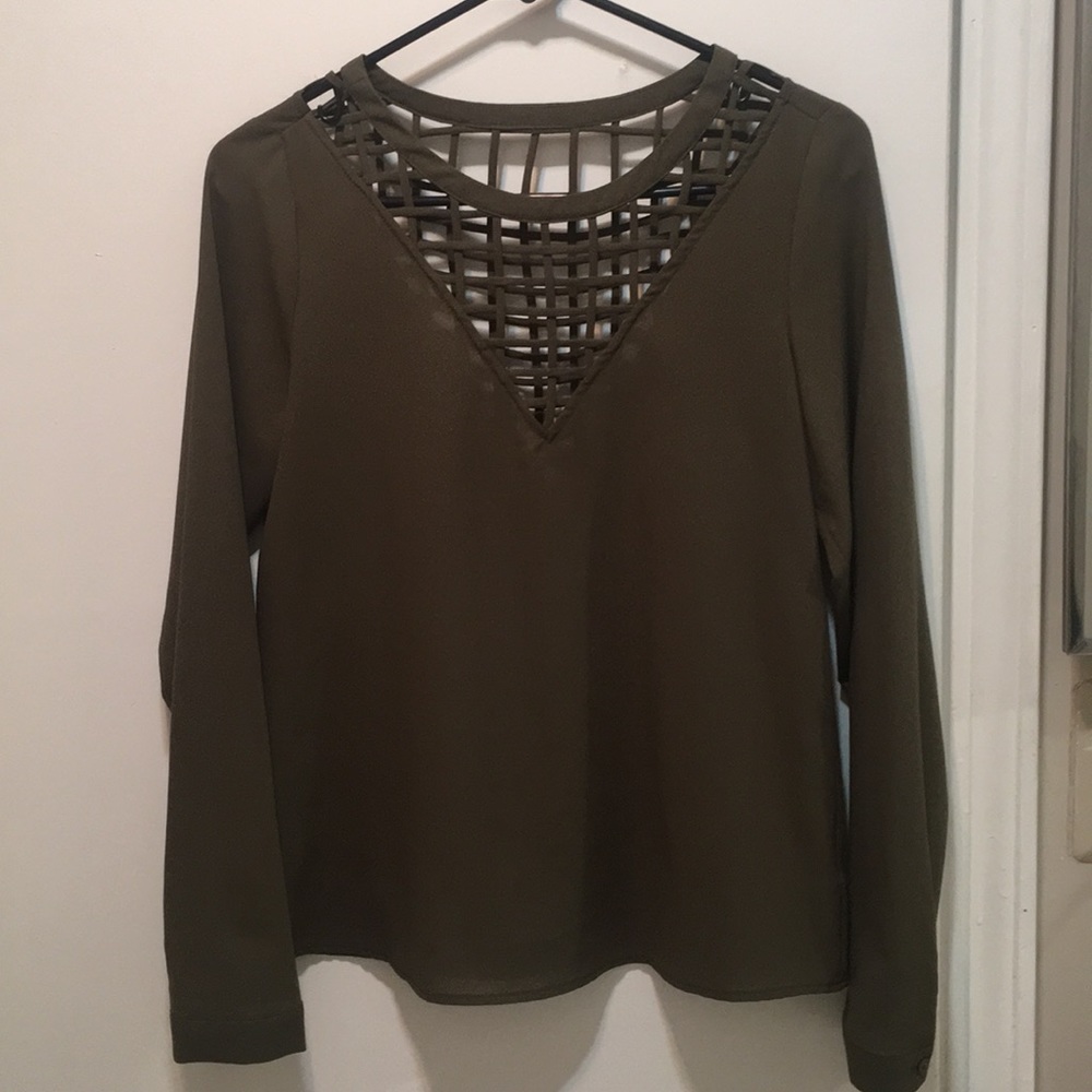 Olive long sleeve boutique blouse